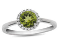FJC Finejewelers 10k White Gold 6mm Round Peridot with White Topaz accent stones Halo Ring