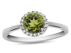 FJC Finejewelers 10k White Gold 6mm Round Peridot with White Topaz accent stones Halo Ring