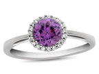 FJC Finejewelers 10k White Gold 6mm Round Simulated Alexandrite with White Topaz accent stones Halo Ring