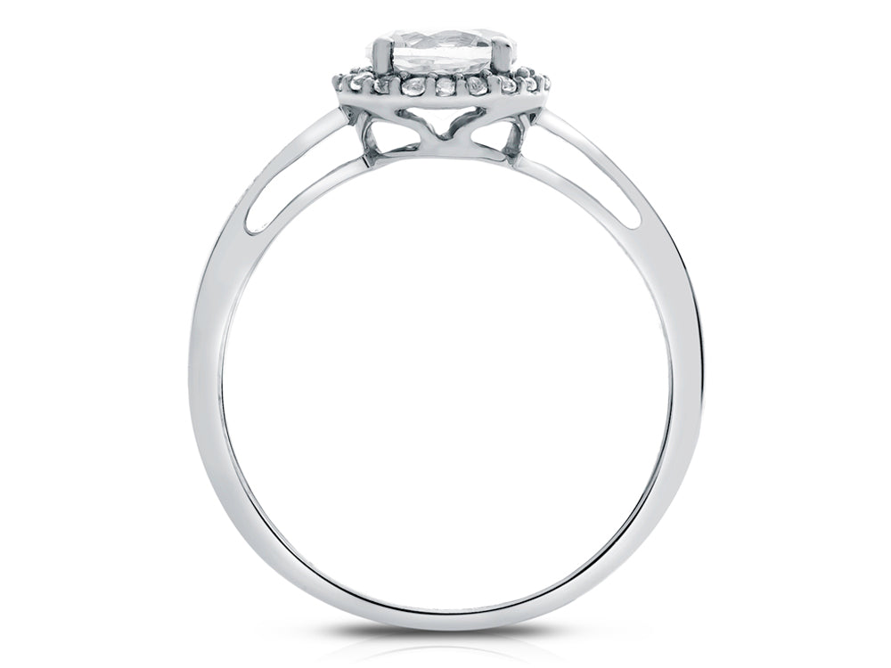 FJC Finejewelers 10k White Gold 6mm Round Simulated Aquamarine with White Topaz accent stones Halo Ring