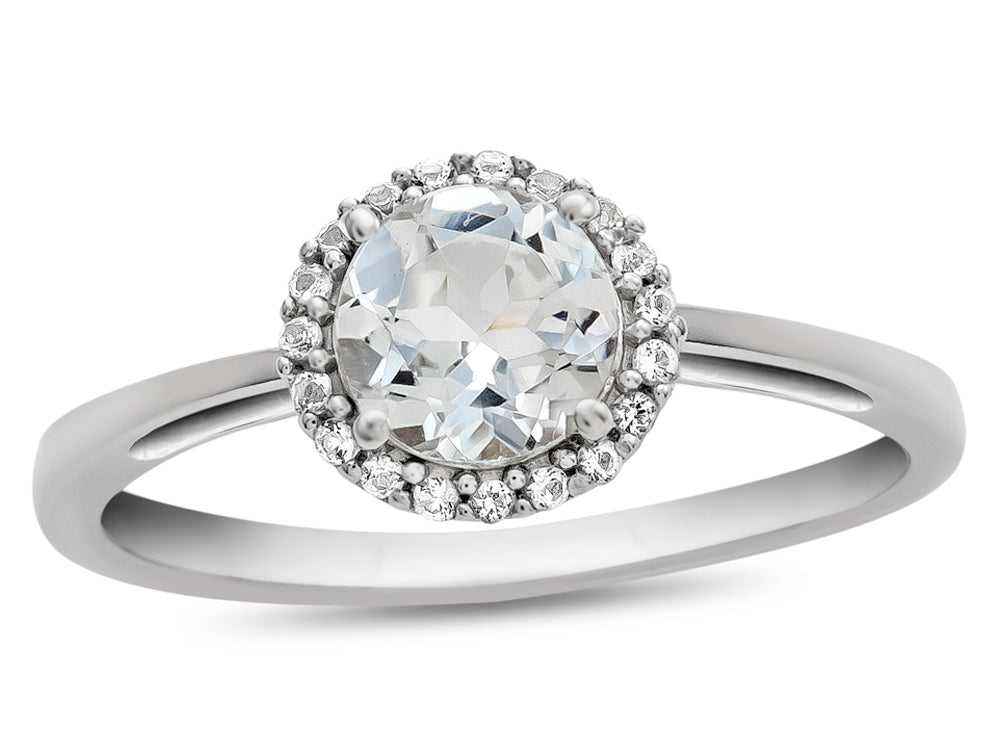 FJC Finejewelers 10k White Gold 6mm Round White Topaz with White Topaz accent stones Halo Ring