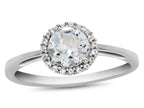 FJC Finejewelers 10k White Gold 6mm Round White Topaz with White Topaz accent stones Halo Ring