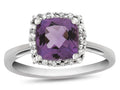 FJC Finejewelers 10k White Gold 6mm Cushion-Cut Amethyst with White Topaz accent stones Halo Ring