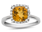 FJC Finejewelers 10k White Gold 6mm Cushion-Cut Citrine with White Topaz accent stones Halo Ring