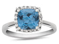 FJC Finejewelers 10k White Gold 6mm Cushion-Cut Simulated Aquamarine with White Topaz accent stones Halo Ring