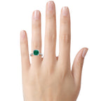 FJC Finejewelers 10k White Gold 6mm Cushion-Cut Simulated Emerald with White Topaz accent stones Halo Ring