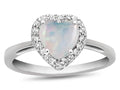 FJC Finejewelers 10k White Gold 6mm Heart Shaped Created Opal with White Topaz accent stones Halo Ring