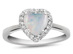 FJC Finejewelers 10k White Gold 6mm Heart Shaped Created Opal with White Topaz accent stones Halo Ring