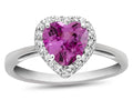 FJC Finejewelers 10k White Gold 6mm Heart Shaped Created Pink Sapphire with White Topaz accent stones Halo Ring