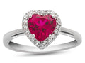 FJC Finejewelers 10k White Gold 6mm Heart Shaped Created Ruby with White Topaz accent stones Halo Ring