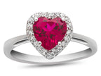 FJC Finejewelers 10k White Gold 6mm Heart Shaped Created Ruby with White Topaz accent stones Halo Ring
