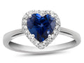 FJC Finejewelers 10k White Gold Heart Shaped Created Blue Sapphire with White Topaz accent stones Halo Ring