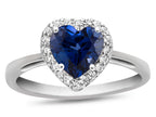 FJC Finejewelers 10k White Gold Heart Shaped Created Blue Sapphire with White Topaz accent stones Halo Ring