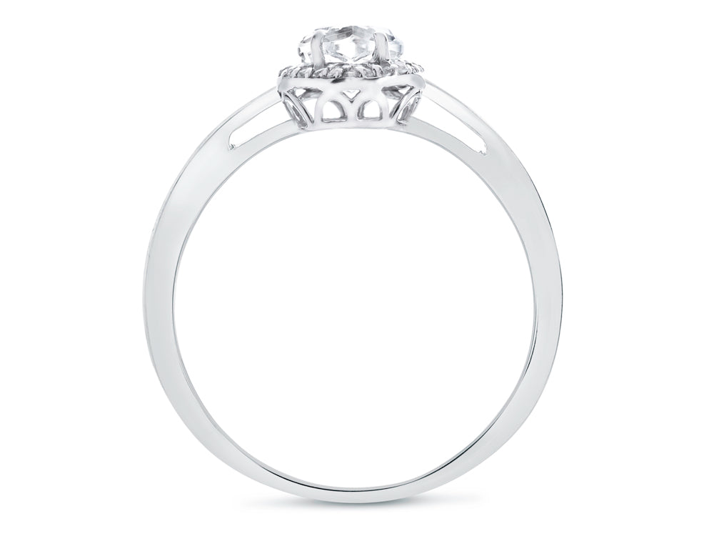 FJC Finejewelers 10k White Gold 6mm Heart Shaped Garnet with White Topaz accent stones Halo Ring