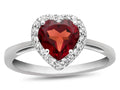 FJC Finejewelers 10k White Gold 6mm Heart Shaped Garnet with White Topaz accent stones Halo Ring