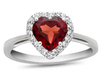 FJC Finejewelers 10k White Gold 6mm Heart Shaped Garnet with White Topaz accent stones Halo Ring