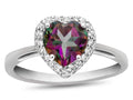 FJC Finejewelers 10k White Gold 6mm Heart Shaped Mystic Topaz with White Topaz accent stones Halo Ring