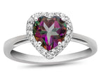 FJC Finejewelers 10k White Gold 6mm Heart Shaped Mystic Topaz with White Topaz accent stones Halo Ring