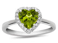FJC Finejewelers 10k White Gold 6mm Heart Shaped Peridot with White Topaz accent stones Halo Ring
