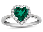FJC Finejewelers 10k White Gold 6mm Heart Shaped Simulated Emerald with White Topaz accent stones Halo Ring