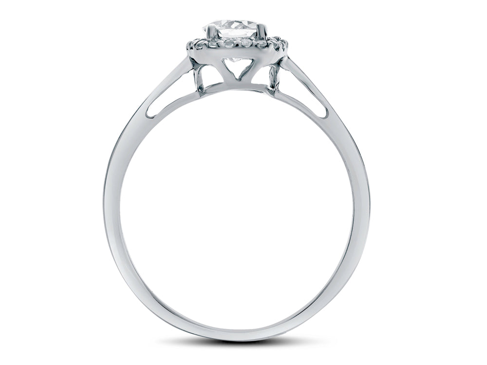 FJC Finejewelers 10k White Gold 7x5mm Oval Amethyst with White Topaz accent stones Halo Ring
