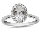 FJC Finejewelers 10k White Gold 7x5mm Oval White Topaz with White Topaz accent stones Halo Ring