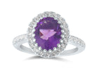 FJC Finejewelers Sterling Silver 2.65 cttw 8x10mm Oval Amethyst and White Topaz accent stones Halo Ring