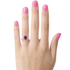 FJC Finejewelers Sterling Silver 3.40 cttw 8x10mm Oval Garnet and White Topaz accent stones Halo Ring