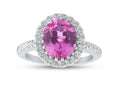 FJC Finejewelers Sterling Silver 4.05 cttw 8x10mm Oval Created Pink Sapphire White Topaz side stones Halo Ring