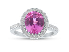 FJC Finejewelers Sterling Silver 4.05 cttw 8x10mm Oval Created Pink Sapphire White Topaz side stones Halo Ring
