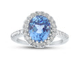 FJC Finejewelers Sterling Silver 8x10mm Oval Simulated Aquamarine and White Topaz accent stones Halo Ring