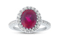 FJC Finejewelers Sterling Silver 3.90 cttw 8x10mm Oval Created Ruby and White Topaz accent stones Halo Ring