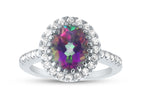FJC Finejewelers Sterling Silver 3.80 cttw 8x10mm Oval Mystic Topaz and White Topaz accent stones Halo Ring