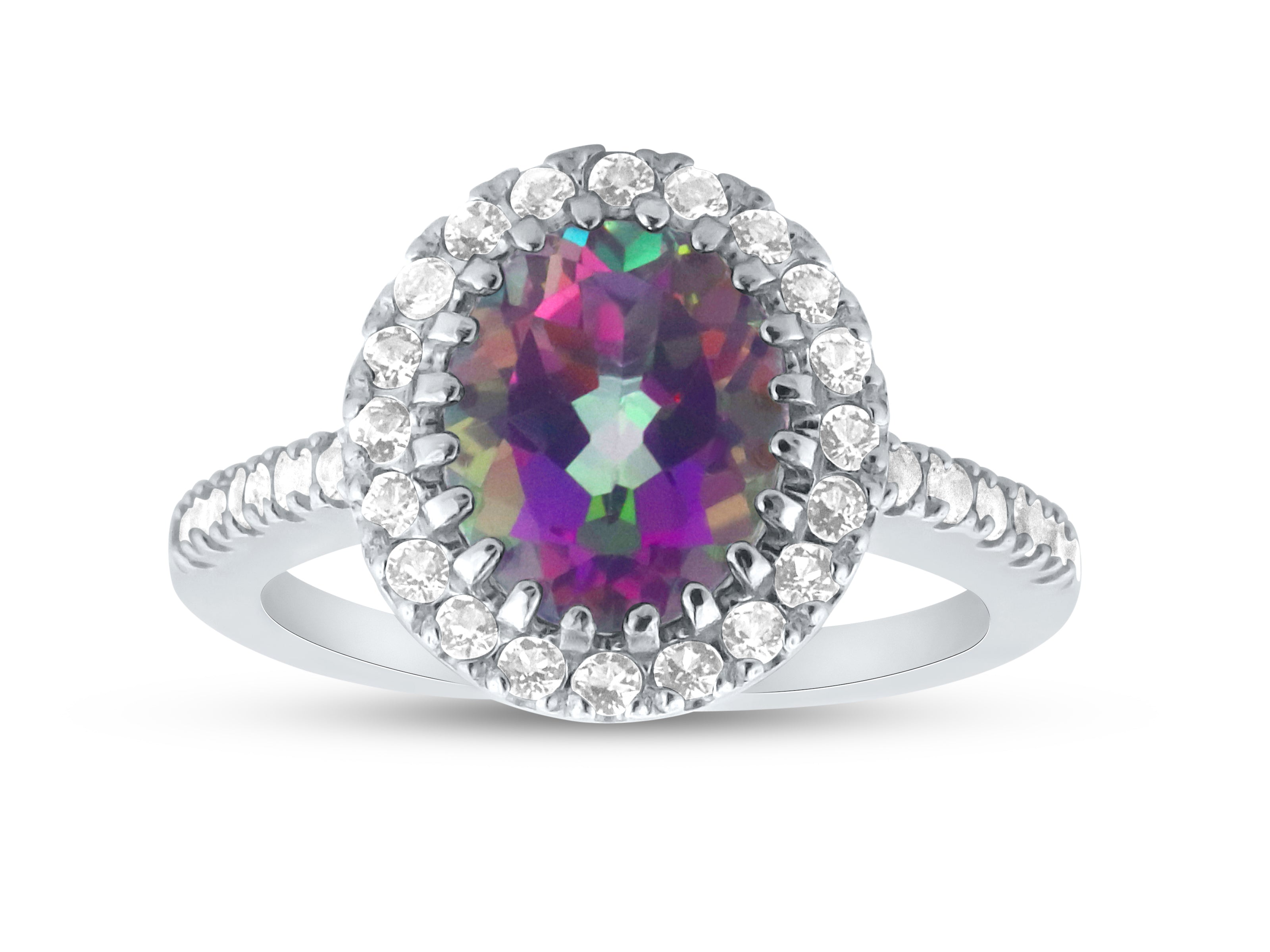 FJC Finejewelers Sterling Silver 3.80 cttw 8x10mm Oval Mystic Topaz and White Topaz accent stones Halo Ring