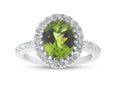 FJC Finejewelers Sterling Silver 3.28 cttw 8x10mm Oval Peridot and White Topaz accent stones Halo Ring