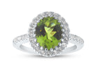 FJC Finejewelers Sterling Silver 3.28 cttw 8x10mm Oval Peridot and White Topaz accent stones Halo Ring