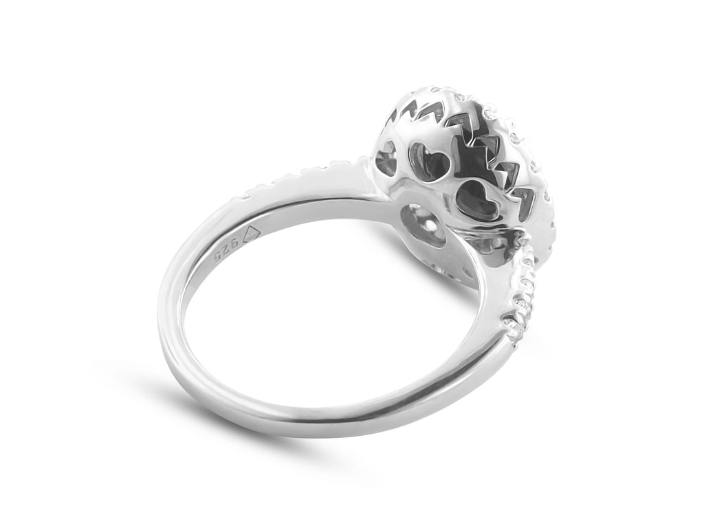 FJC Finejewelers Sterling Silver 3.75 cttw 8x10mm Oval White Topaz and White Topaz accent stones Halo Ring