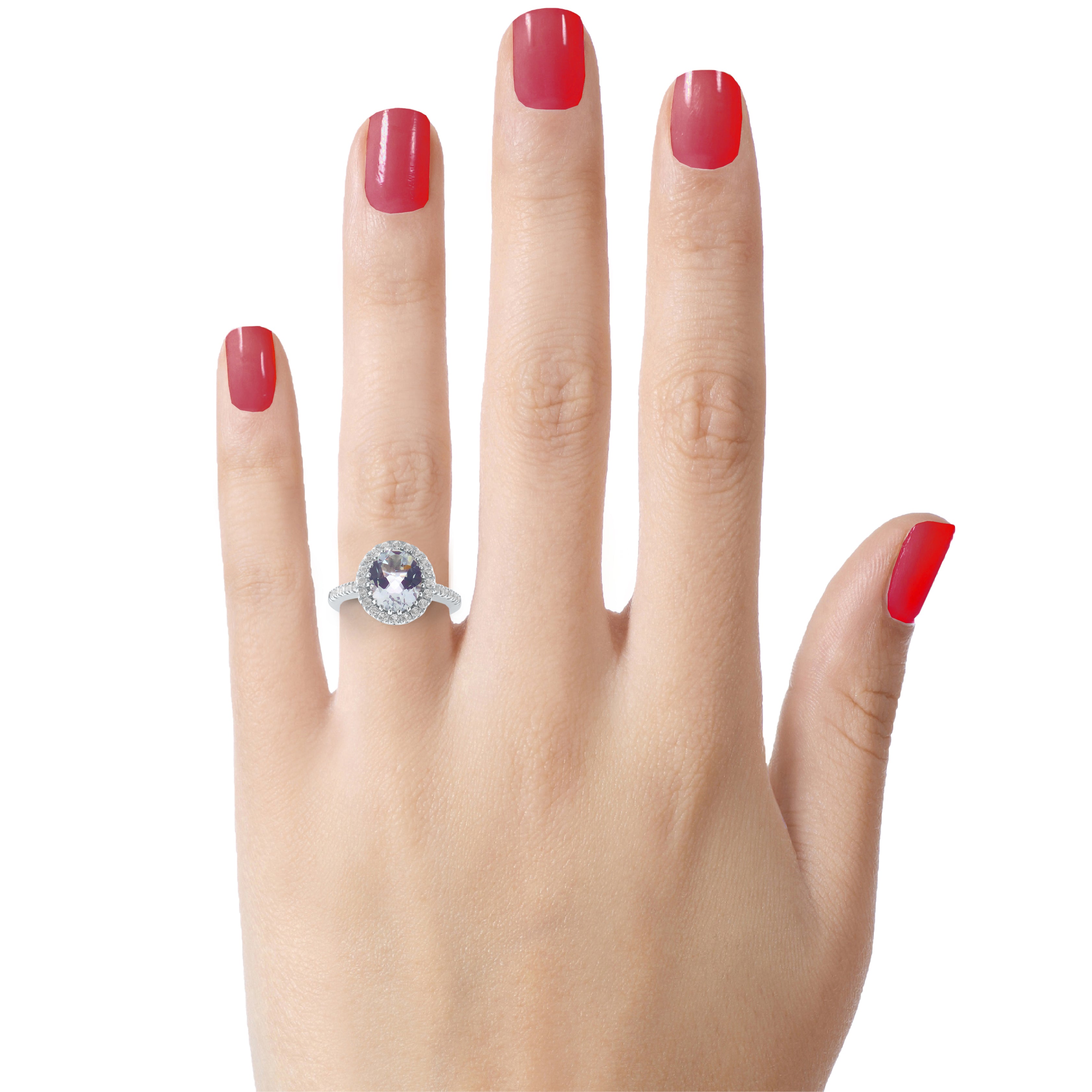 FJC Finejewelers Sterling Silver 3.75 cttw 8x10mm Oval White Topaz and White Topaz accent stones Halo Ring