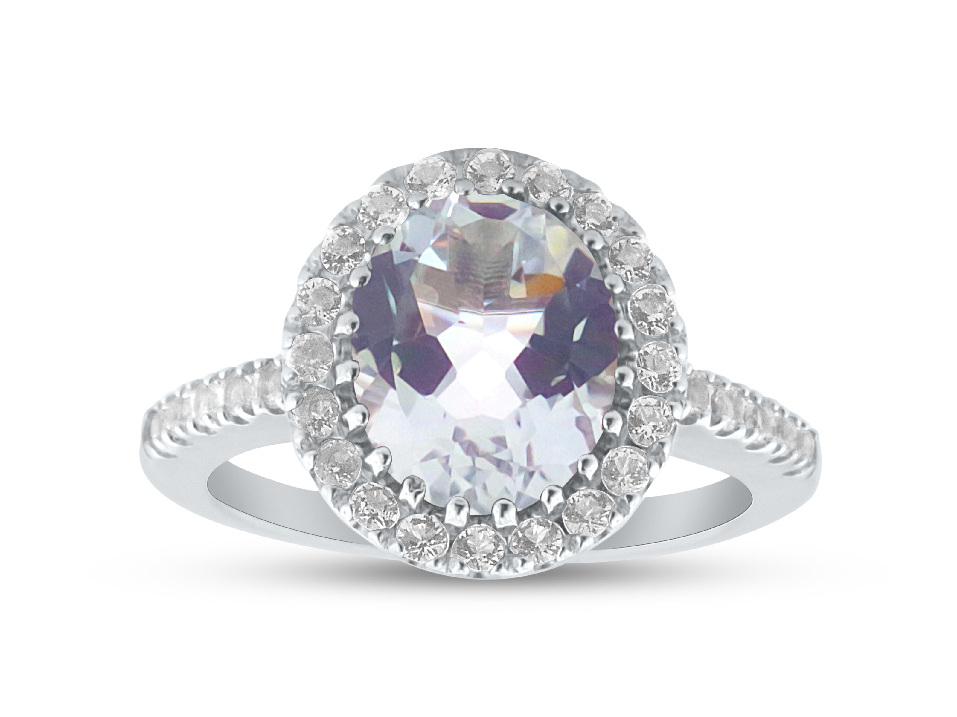 FJC Finejewelers Sterling Silver 3.75 cttw 8x10mm Oval White Topaz and White Topaz accent stones Halo Ring