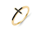 FJC Finejewelers 14k Yellow Gold Antiqued Sideways Cross Ring
