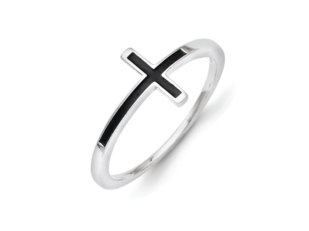 FJC Finejewelers 14k White Gold Antiqued Sideways Cross Ring