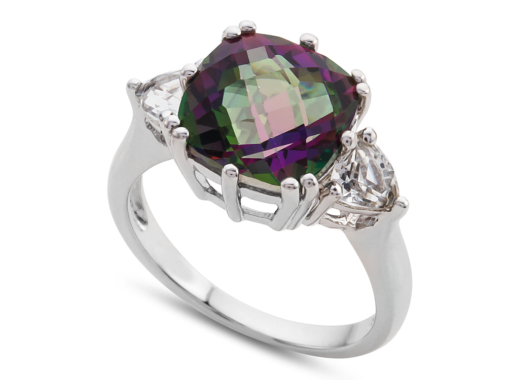 FJC Finejewelers 10x10mm Antique Shaped Mystic Topaz and White Topaz Ring