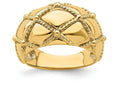 FJC Finejewelers 14k Yellow Gold Quilted Rope Solid Dome with Criss-cross Charm