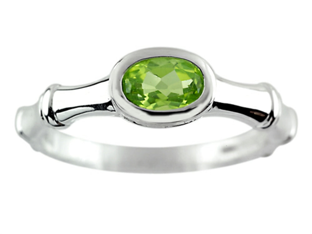 FJC Finejewelers 6x4mm Solitaire Oval Peridot Bamboo Ring
