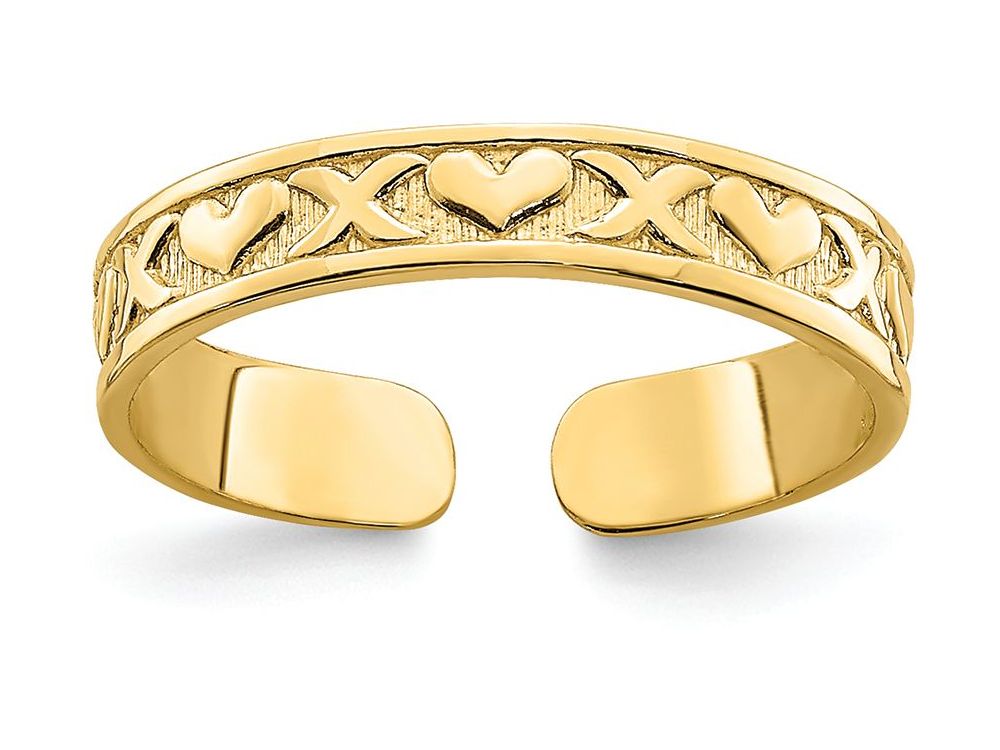 FJC Finejewelers 14k Yellow Gold Adjustable Toe Ring with Small X Heart