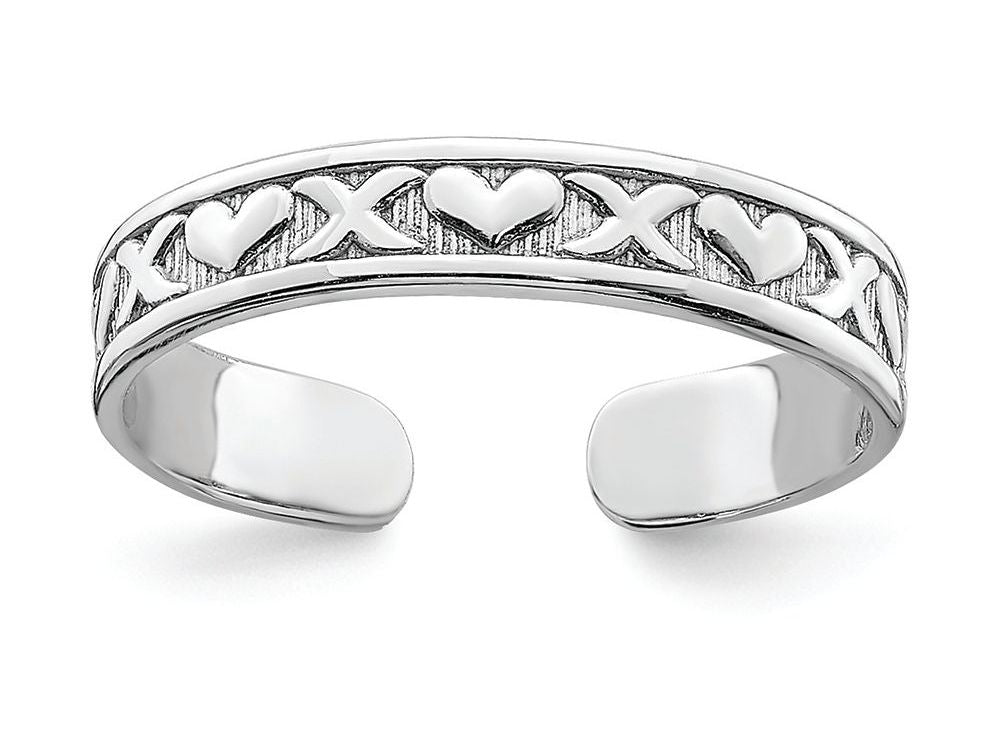 FJC Finejewelers 14k White Gold Adjustable Toe Ring with Small X and Hearts