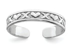 FJC Finejewelers 14k White Gold Adjustable Toe Ring with Small X and Hearts
