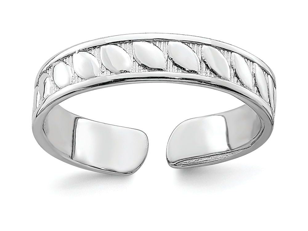 FJC Finejewelers 14k White Gold Adjustable Toe Ring Leaf Engraved Design
