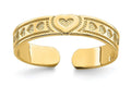 FJC Finejewelers 14k Yellow Gold Adjustable Small Heart Engraved Design Toe Ring
