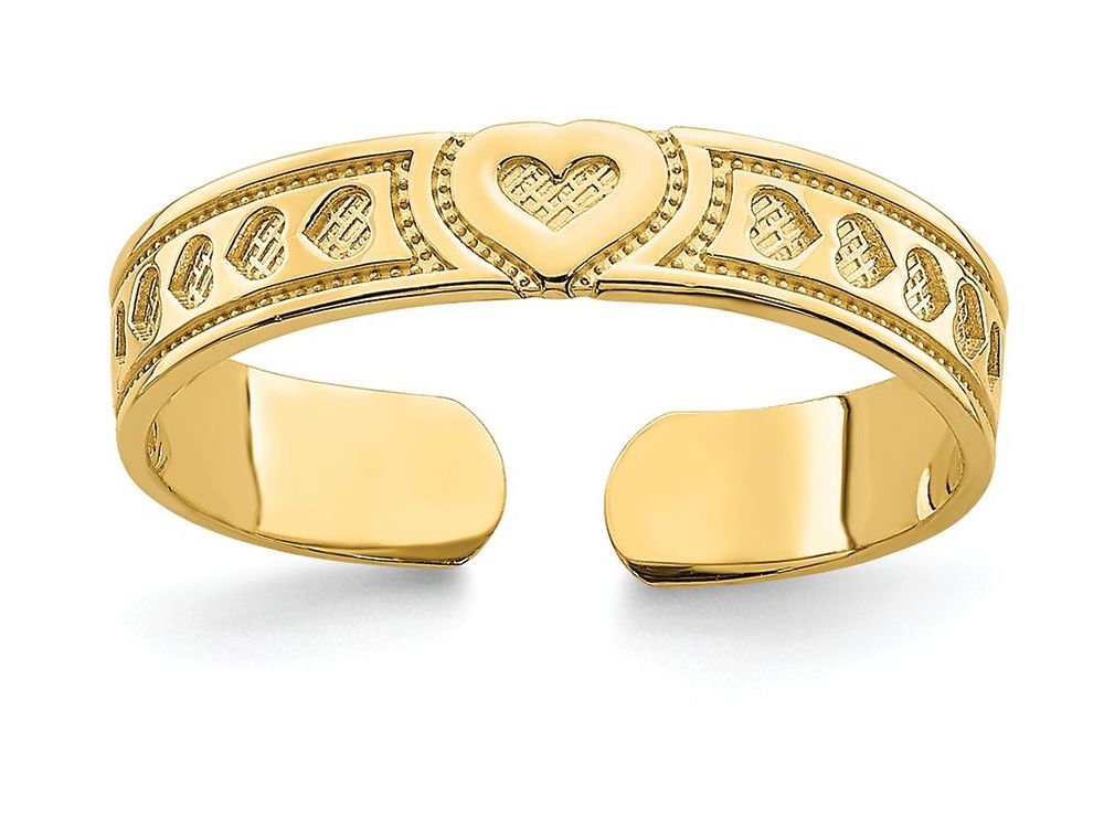 FJC Finejewelers 14k Yellow Gold Adjustable Small Heart Engraved Design Toe Ring